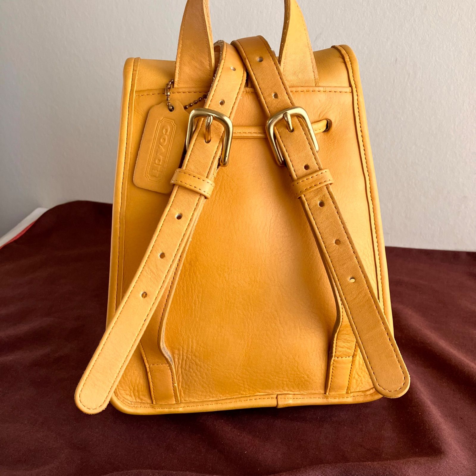 Vintage Coach DayPack Yellow Leather Rare Color USA - メルカリ