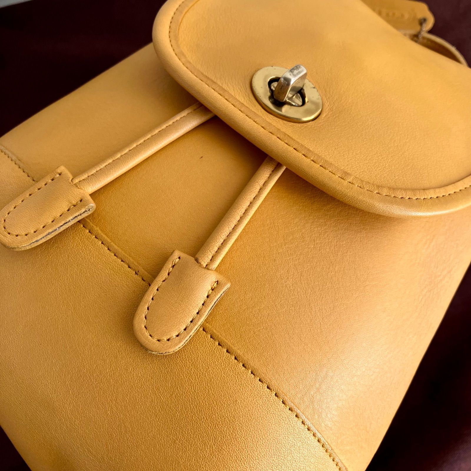 Vintage Coach DayPack Yellow Leather Rare Color USA - メルカリ