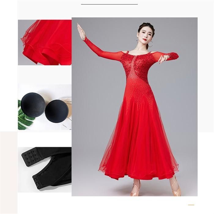 社交ダンスドレス 社交ダンス モダンドレス ブラック レッド パープル