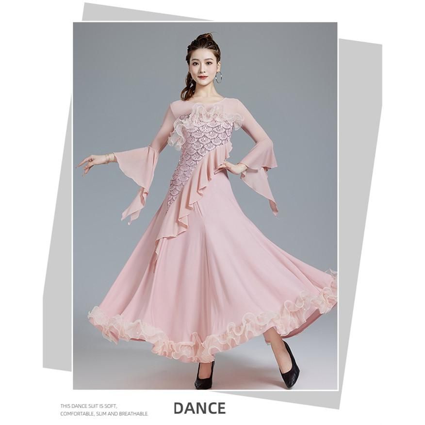 社交ダンスドレス 社交ダンス モダンドレス ピンク パープル 大きい