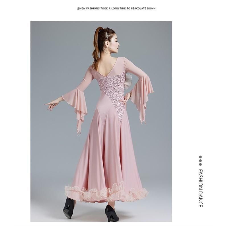 社交ダンスドレス 社交ダンス モダンドレス ピンク パープル 大きい