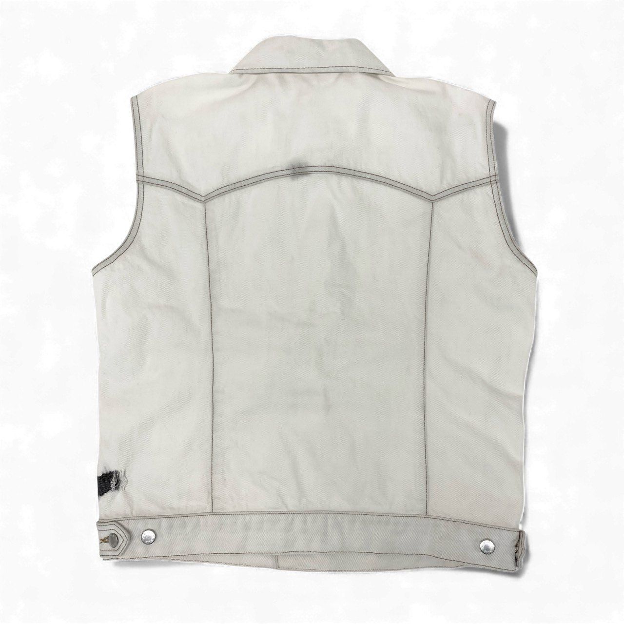 24k28 PRADA プラダ デニムベスト トップス ロゴ 52 ホワイト コットン