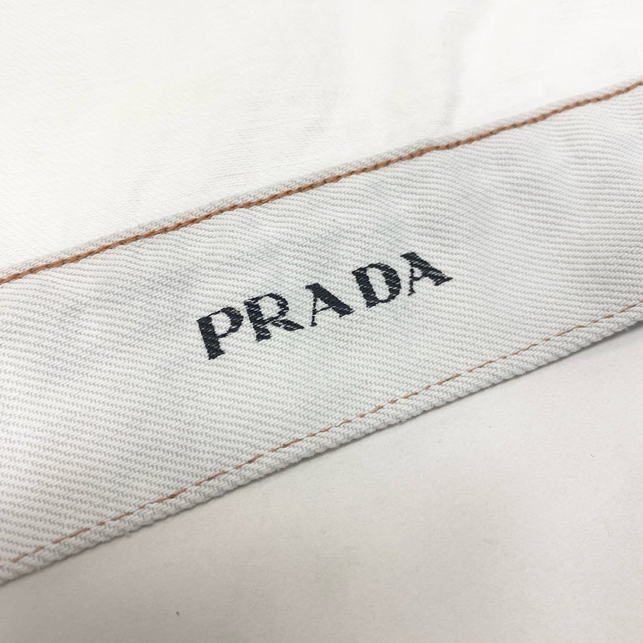 24k28 PRADA プラダ デニムベスト トップス ロゴ 52 ホワイト コットン