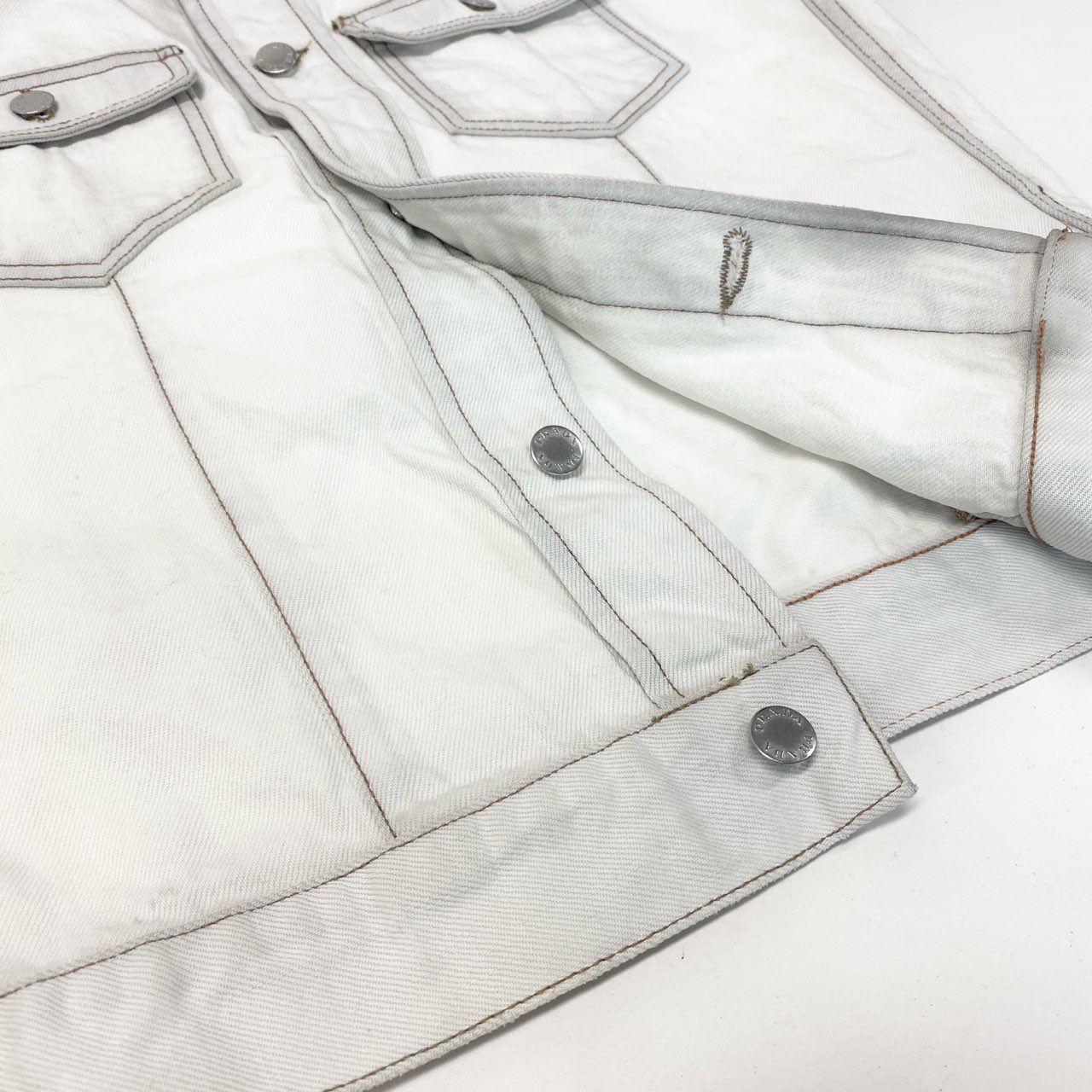 24k28 PRADA プラダ デニムベスト トップス ロゴ 52 ホワイト コットン