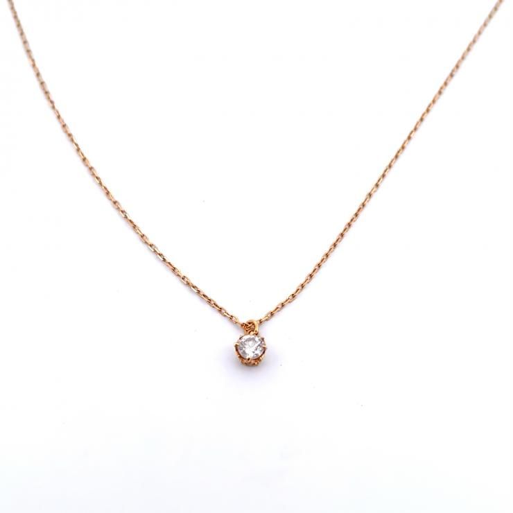 agete アガット K 18 1粒ダイヤモンドネックレス 0.10 ct 45 cm 鑑定済み