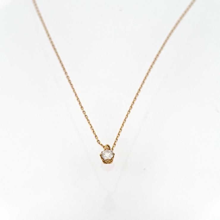 agete アガット K 18 1粒ダイヤモンドネックレス 0.10 ct 45 cm 鑑定済み
