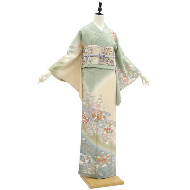 新古品】 訪問着 着物 フォーマル 未使用 正絹 袷 手描き友禅 金駒刺繍