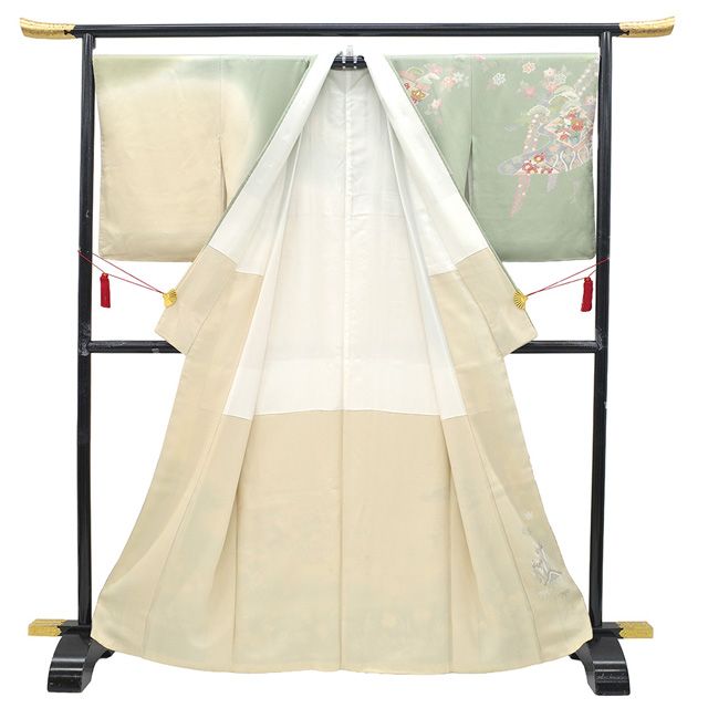 新古品】 訪問着 着物 フォーマル 未使用 正絹 袷 手描き友禅 金駒刺繍