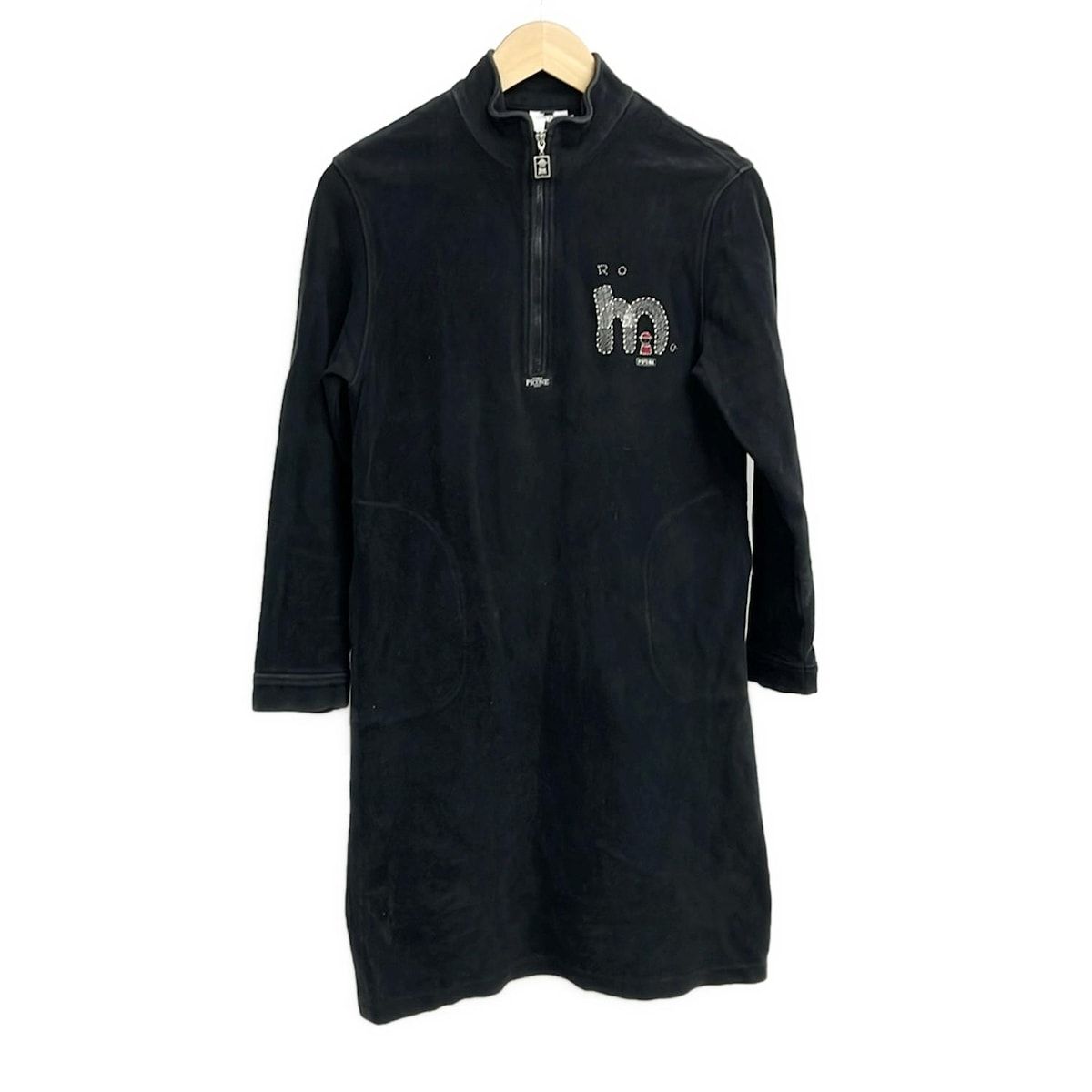 PICONE ピッコーネ ワンピース サイズ38 S レディース - 黒 長袖|ひざ丈|ハーフジップ