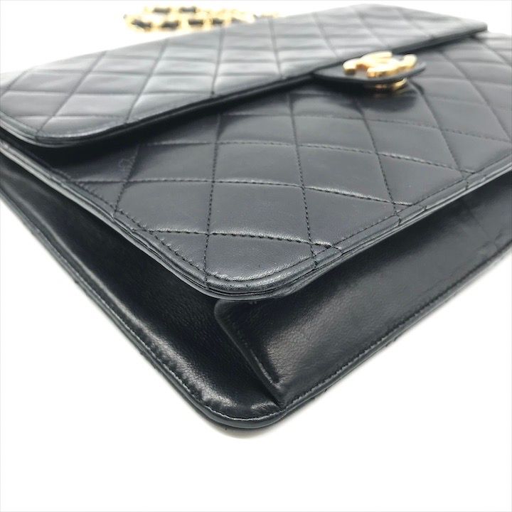 CHANEL シャネル ココマーク マトラッセ ラムスキン プッシュロック チェーン ショルダー バッグ 鞄 かばん ブラック k 6690