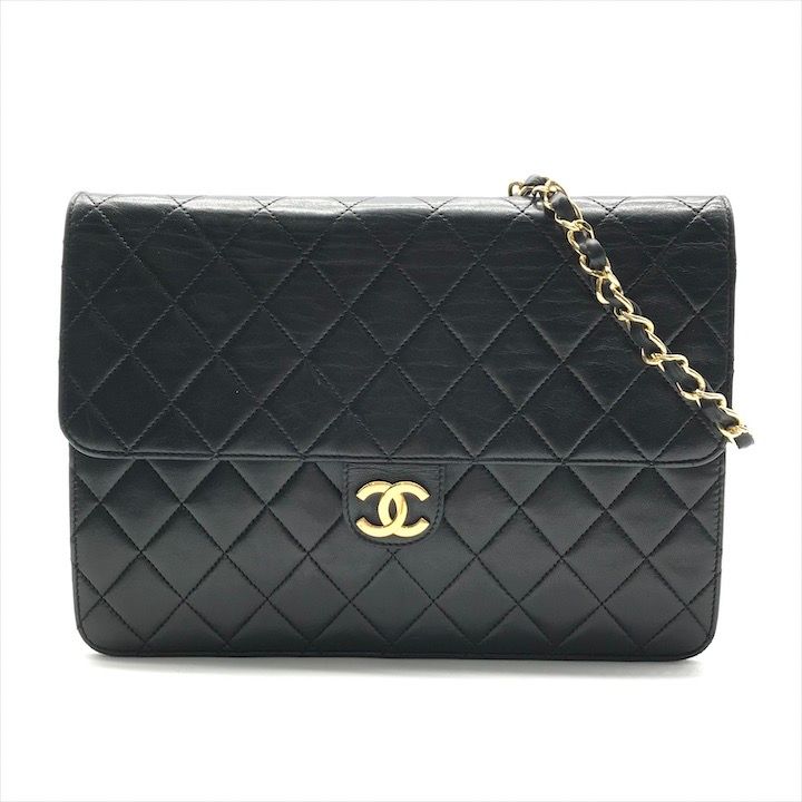 CHANEL シャネル ココマーク マトラッセ ラムスキン プッシュロック チェーン ショルダー バッグ 鞄 かばん ブラック k 6690