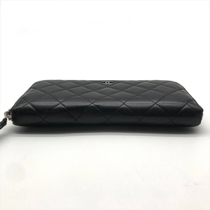 シャネル 財布 マトラッセ ラムスキン ココマーク ラウンドジップ 長財布　黒 良品 CHANEL シャネル マトラッセ ラムスキン ココマーク ラウンド