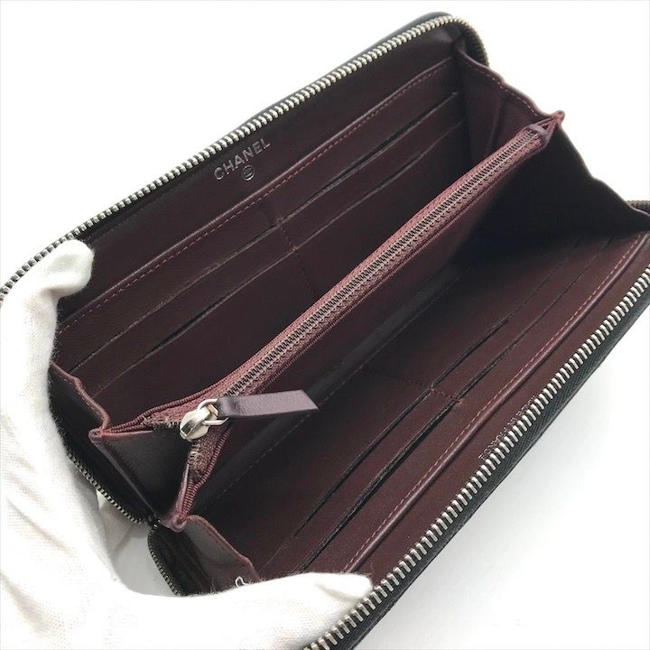 良品 CHANEL シャネル マトラッセ ラムスキン ココマーク ラウンド