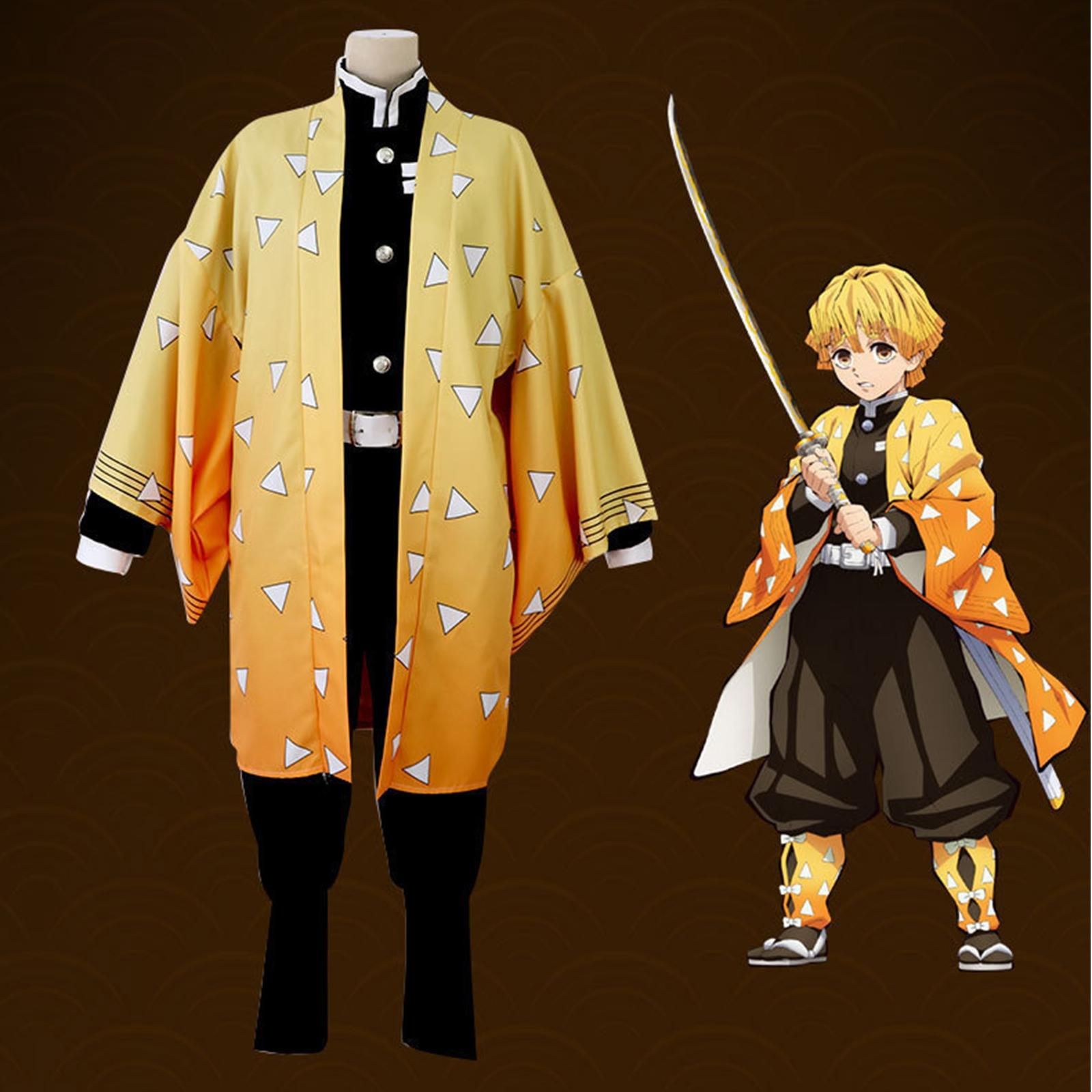 鬼滅の刃 我妻善逸 コスプレ衣装 六件套 ウィッグ 雷の呼吸 鬼殺隊