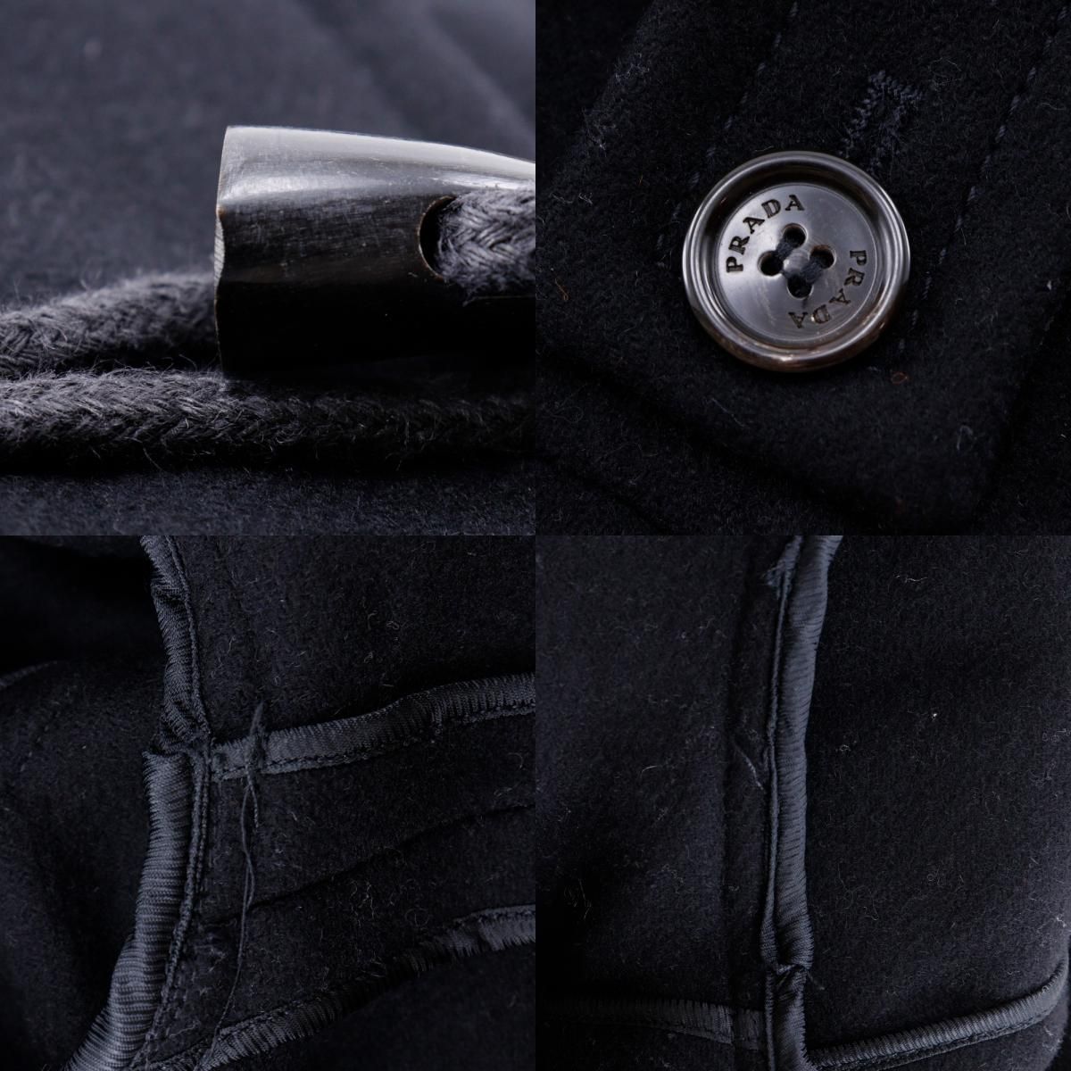 PRADA】プラダ ウール 黒 レディース ダッフルコート - メルカリ