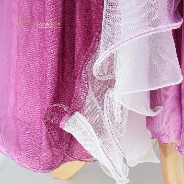 社交ダンス 衣装 チャコット Chacott ワンピース ドレス パーティドレス レース 伸縮 発表会 パーティ 上品 フリル ピンク系 パープル系 フェミニン エレガント スカート ダンスウェア 女性用 ドレスアップ ステージ衣装