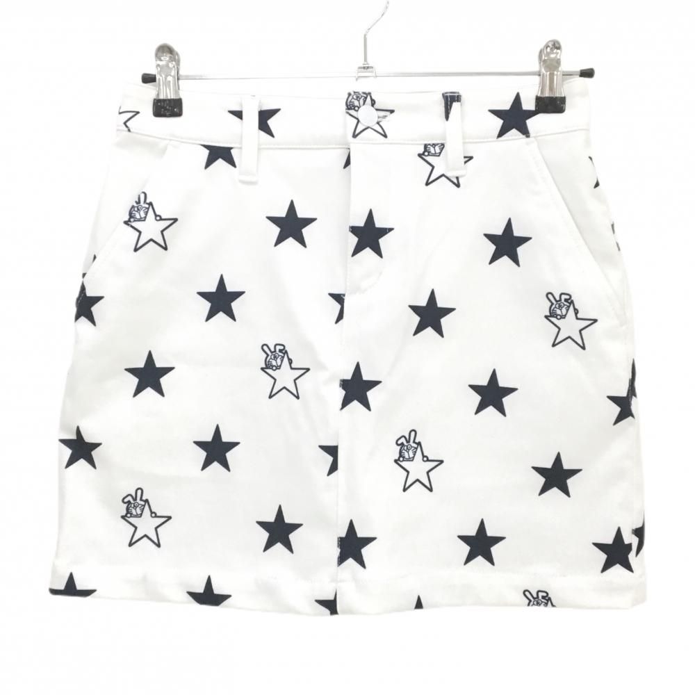 ジャックバニー×ドラえもん スカート 白×ネイビー 星柄 総柄 裏起毛