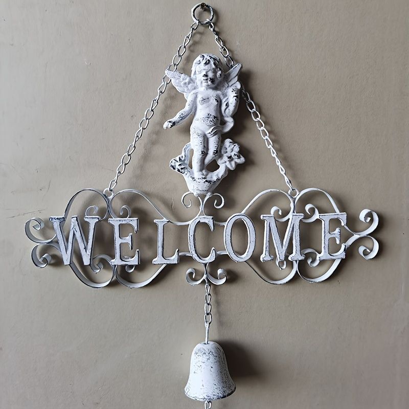 ドアベル 玄関 呼び鈴 オーナメント 庭 ガーデン 壁掛け 吊り下げ アクセサリー 天使 蝶 2種類 風鈴 チャイム ドアチャイム 幸運 かわいい おしゃれ インテリア雑貨 結婚祝い 新築祝い 花壇 観葉植物 アイアン雑貨 インテリア エクステリア 装飾品