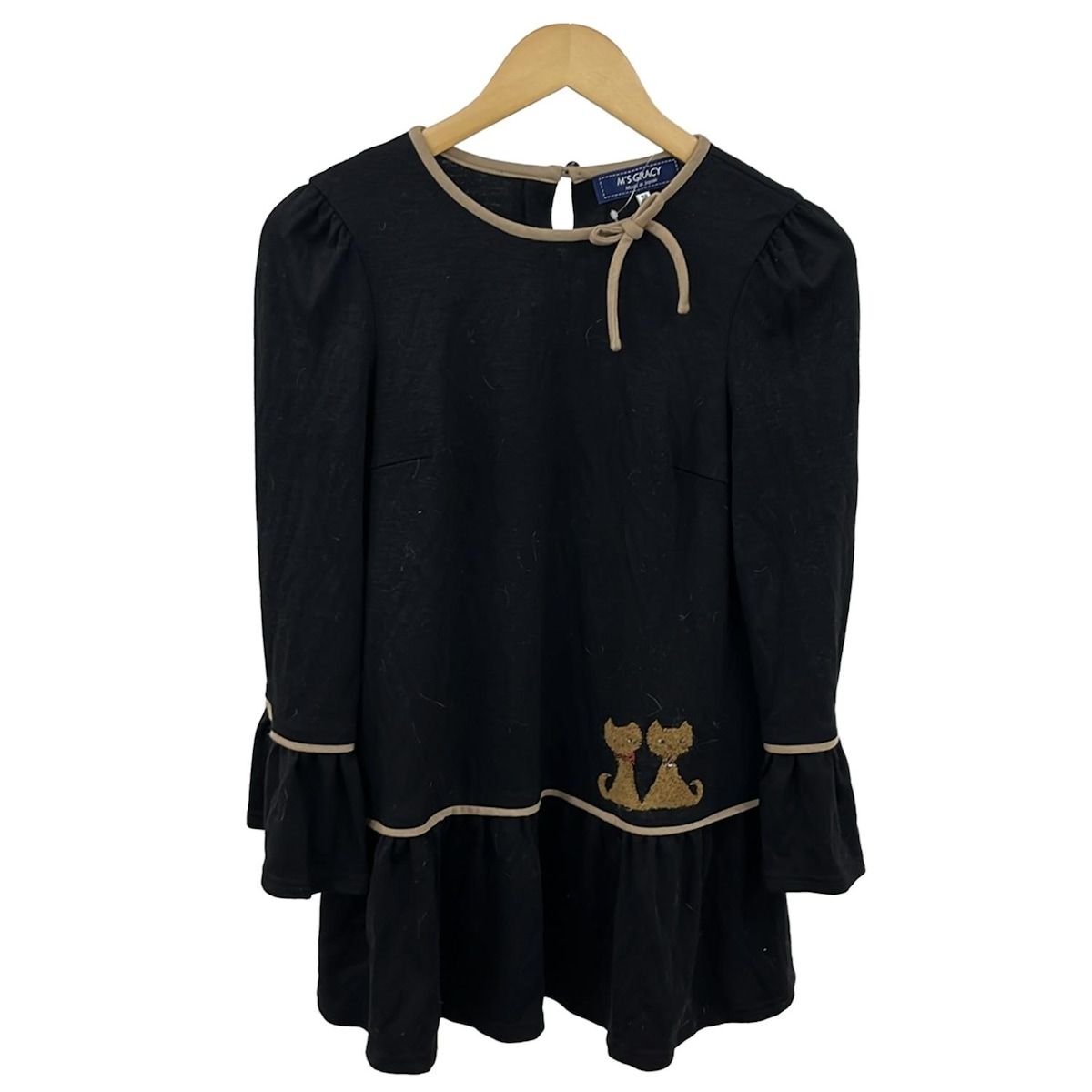 M's Gracy ピンク リボン付き 五分袖 カットソー 新品タグ付き 38