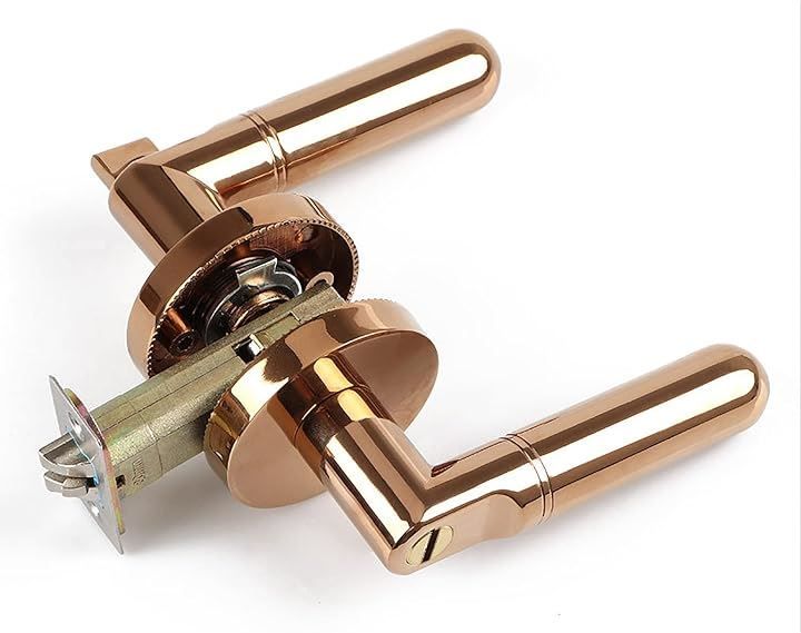YEZOND ドアノブ レバーハンドル錠 室内 寝室に適用 重く 厚さ34～54mmのドアに使用可能 (鍵なし-ローズゴールド)
