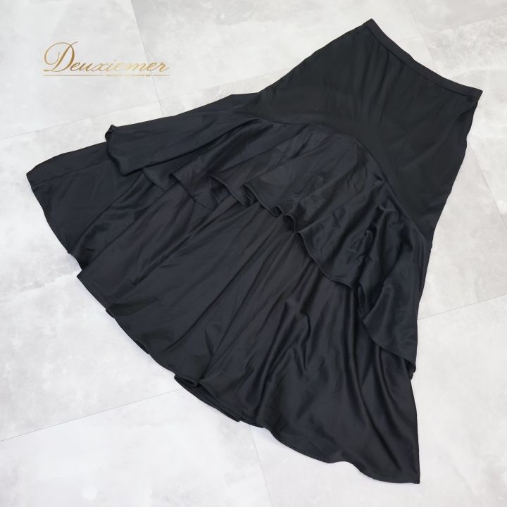 チャコット 社交ダンス スカート S ブラック 豪華フリル ダンス衣装