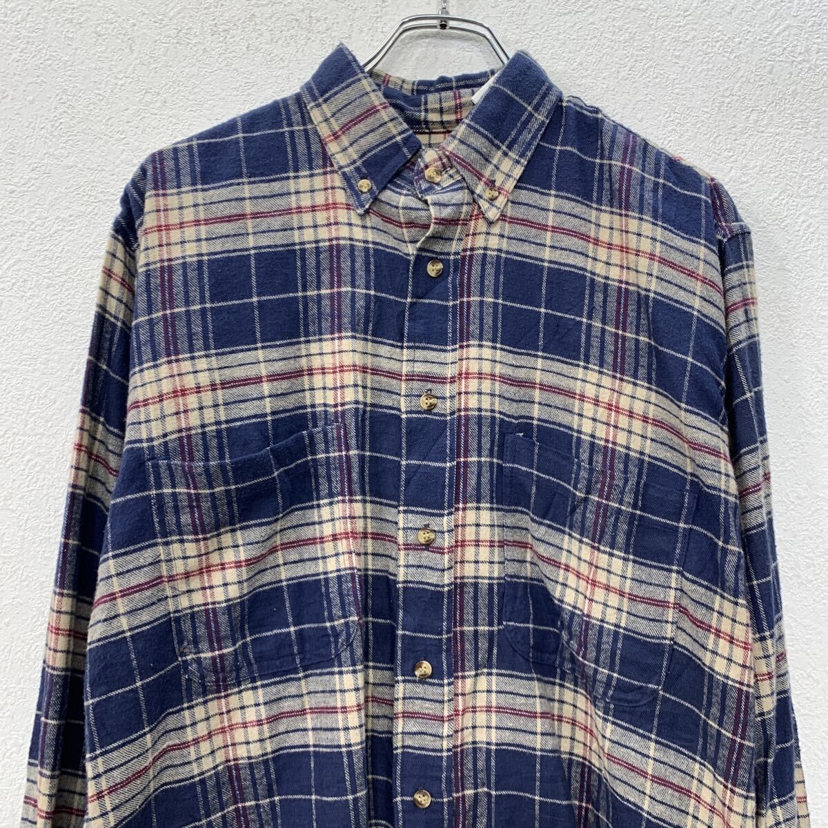 MCGREGOR 長袖 ネルシャツ M ブルー マルチカラー ボタン ボタンダウン