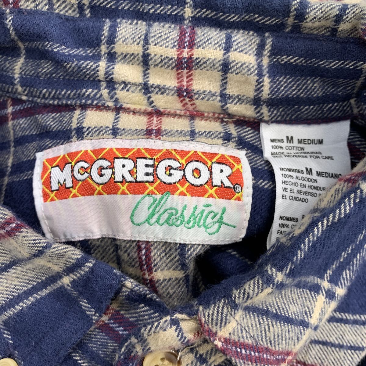 MCGREGOR 長袖 ネルシャツ M ブルー マルチカラー ボタン ボタンダウン