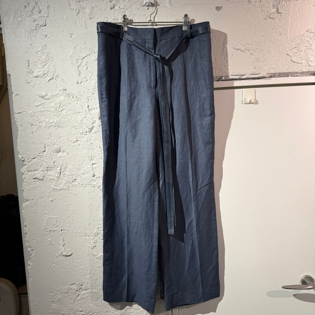 celine セリーヌ Belted Wide Line Pants ワイドスラックスパンツ ネイビー size 40 表参道A 11