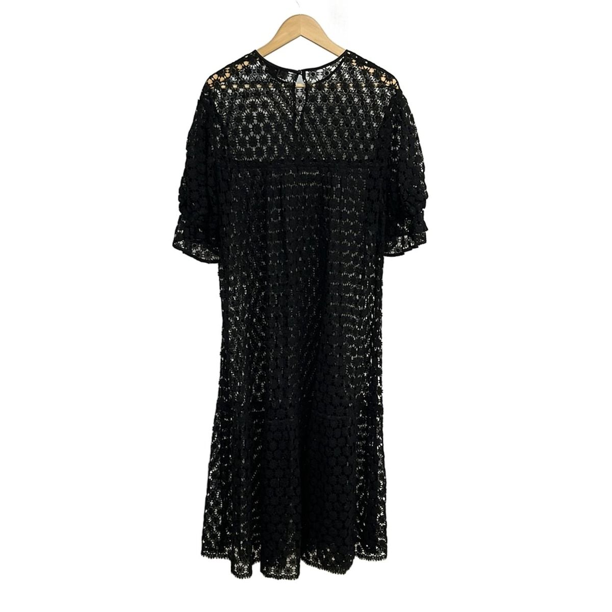 Leur Logette ルールロジェット ワンピース サイズ1 S レディース 黒 クルーネック 半袖 マキシ丈 レース