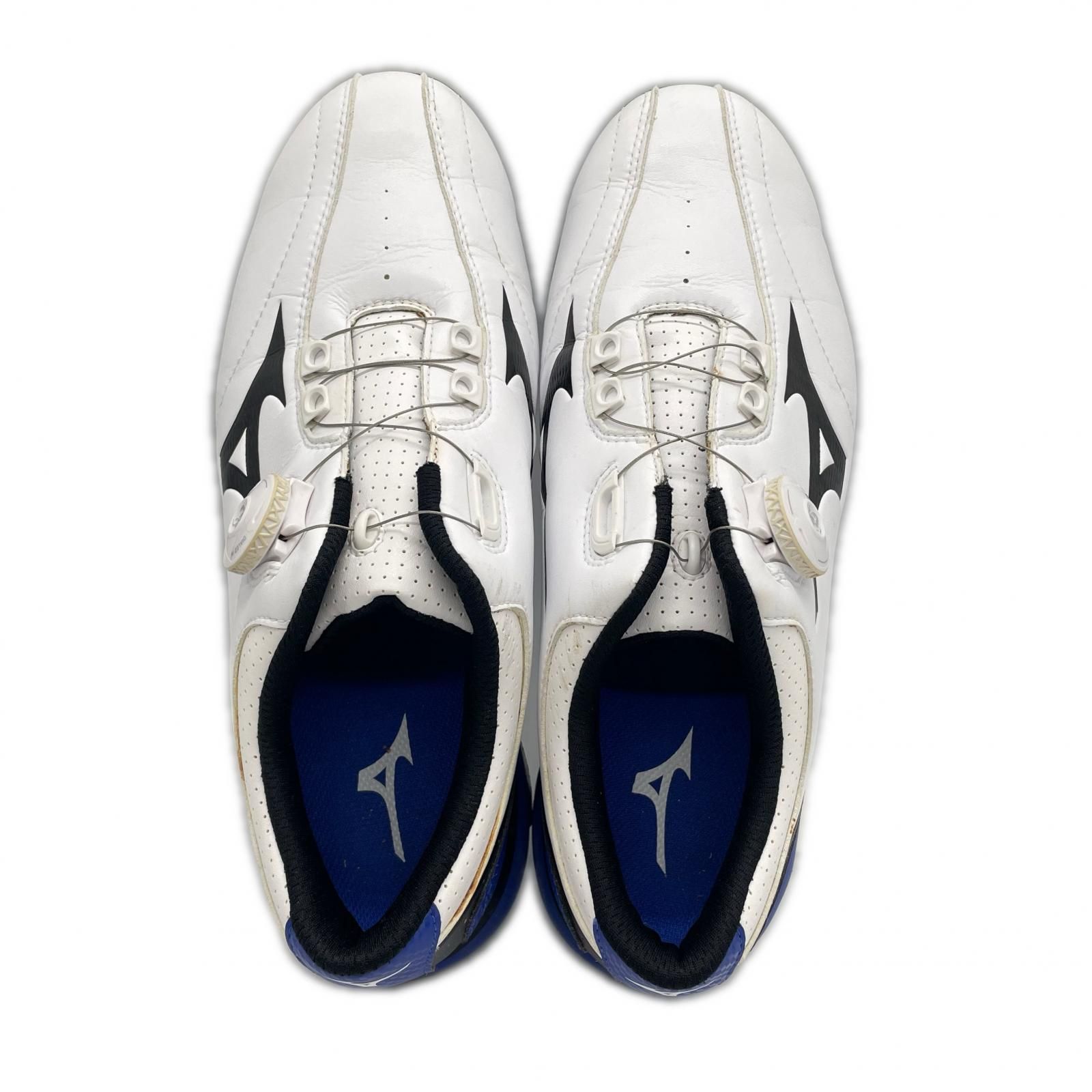 中古 ミズノゴルフ mizunoGOLF ゴルフシューズ 26.5cm ホワイト×ブルー
