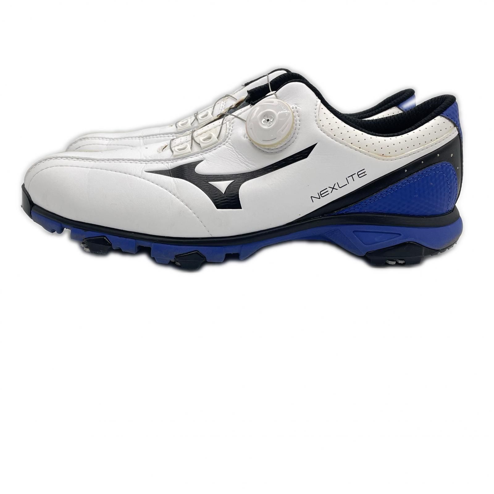 【新品】Mizuno ゴルフシューズ ホワイト/ネイビー 中古 ミズノゴルフ mizunoGOLF ゴルフシューズ 26.5cm ホワイト×ブルー