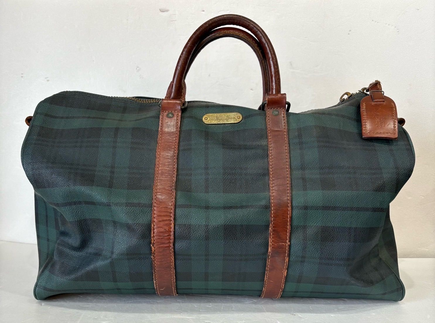 ポロ ラルフローレン/ボストンバッグ】緑 タータンチェック