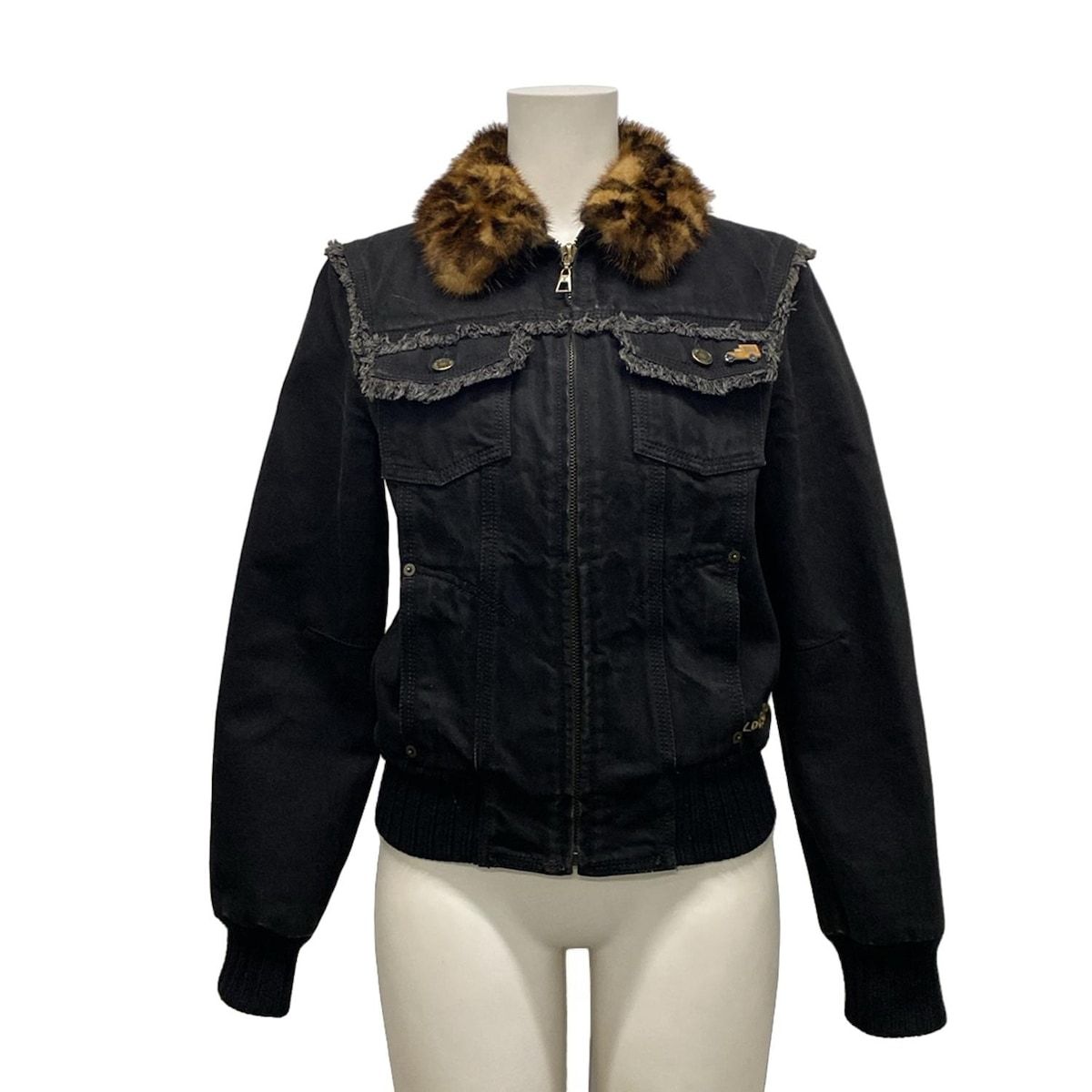 LOUIS VUITTON ルイヴィトン Gジャン サイズ38 M レディース - 072 W 黒×ベージュ 長袖|ミンク|ジップアップ|春|秋 コットン