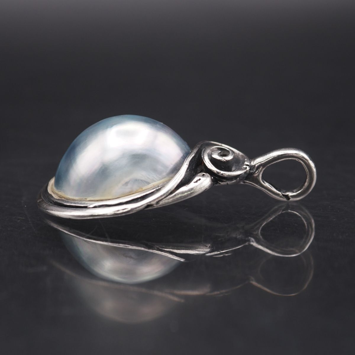 J289 マベパール 真珠 925刻印 ペンダント トップ デザイン シルバー