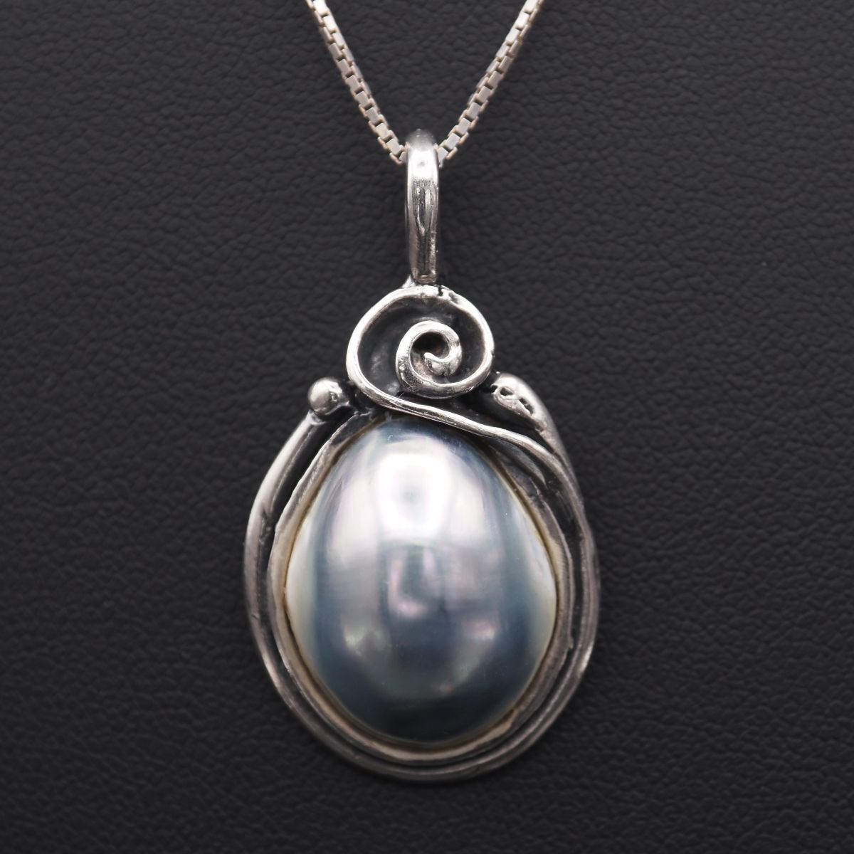 J 289 マベパール 真珠 925刻印 ペンダント トップ デザイン シルバー チャーム ヘッド 誕生石