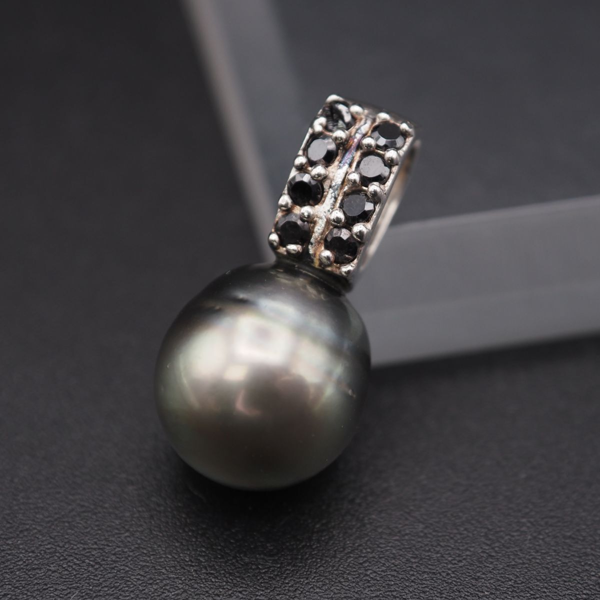 J 259 黒蝶真珠 パール オニキス 925刻印 ペンダント トップ デザイン シルバー チャーム ヘッド 誕生石