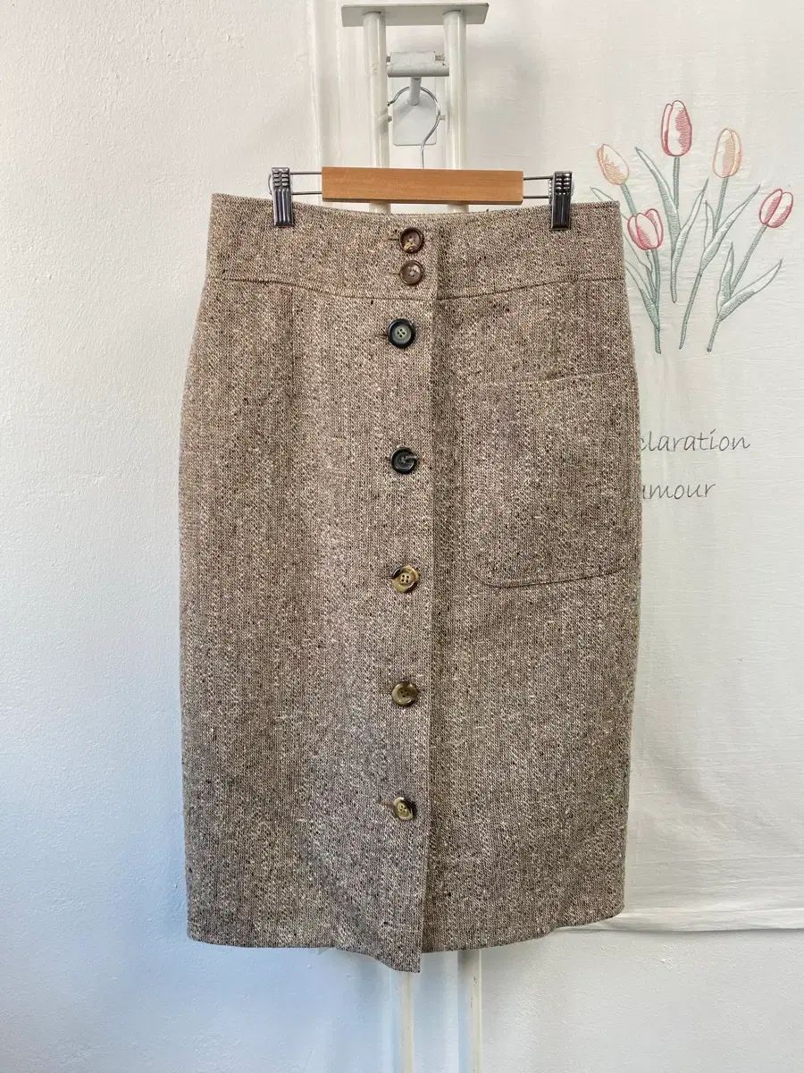ヴァレンティノ ウール ツイード ボタン ミディ スカート