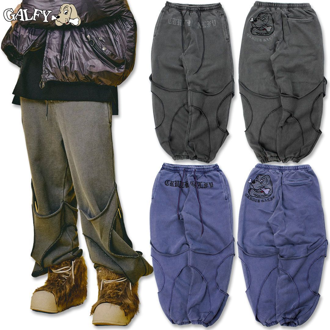 ガルフィー GALFY 穴の向こうにわんちゃん スウェット パンツ 153057 #20 INK BLACK #110 PURPLE 長ズボン ジャージ スエット ギャル ヤンキー 25AW