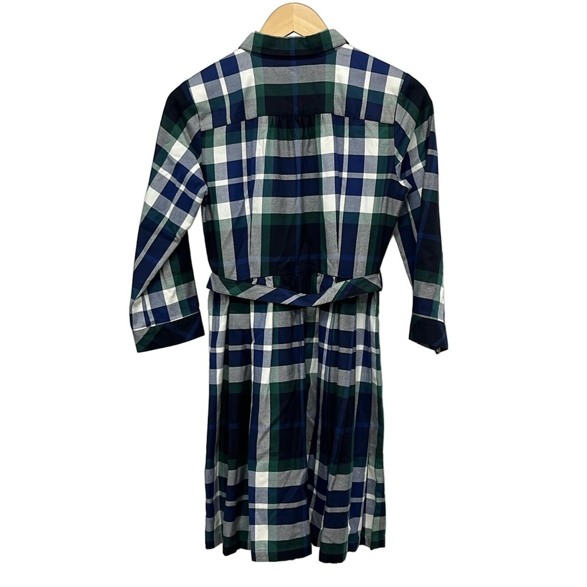 ブルーレーベルクレストブリッジ ワンピース サイズ38 M レディース ネイビー ダークグリーン マルチ 長袖 ロング チェック柄