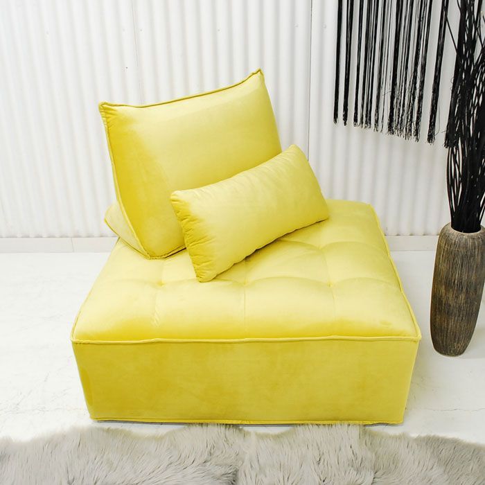 色 現品限り 一部 品 輸入品 アイランドソファー 正方形 100ｃｍ デザイン イエロー系 ＮＯ１９