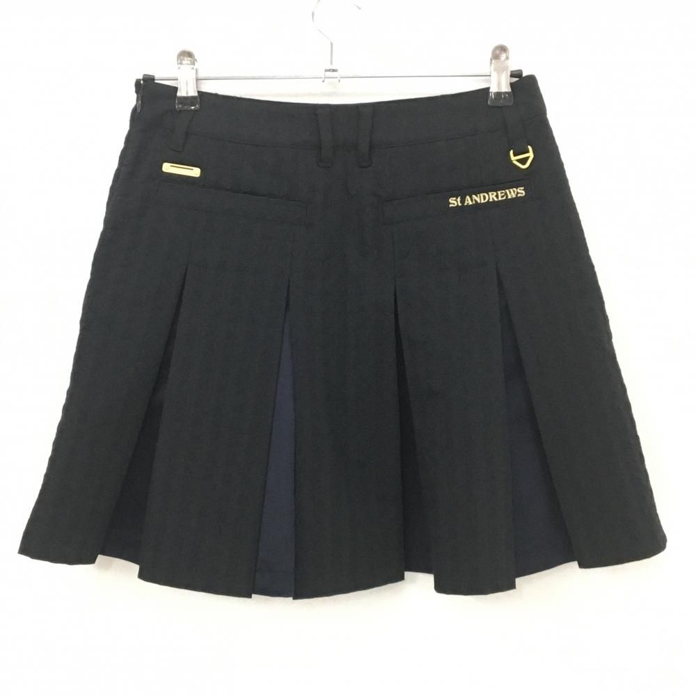新品】セントアンドリュース スカート 黒×ネイビー ボックスプリーツ