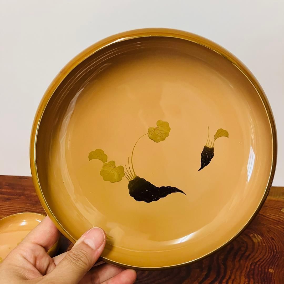 輪島塗 白漆 蒔絵葉文様 盛鉢取皿 2点セット 漆器 茶道具やお料理に