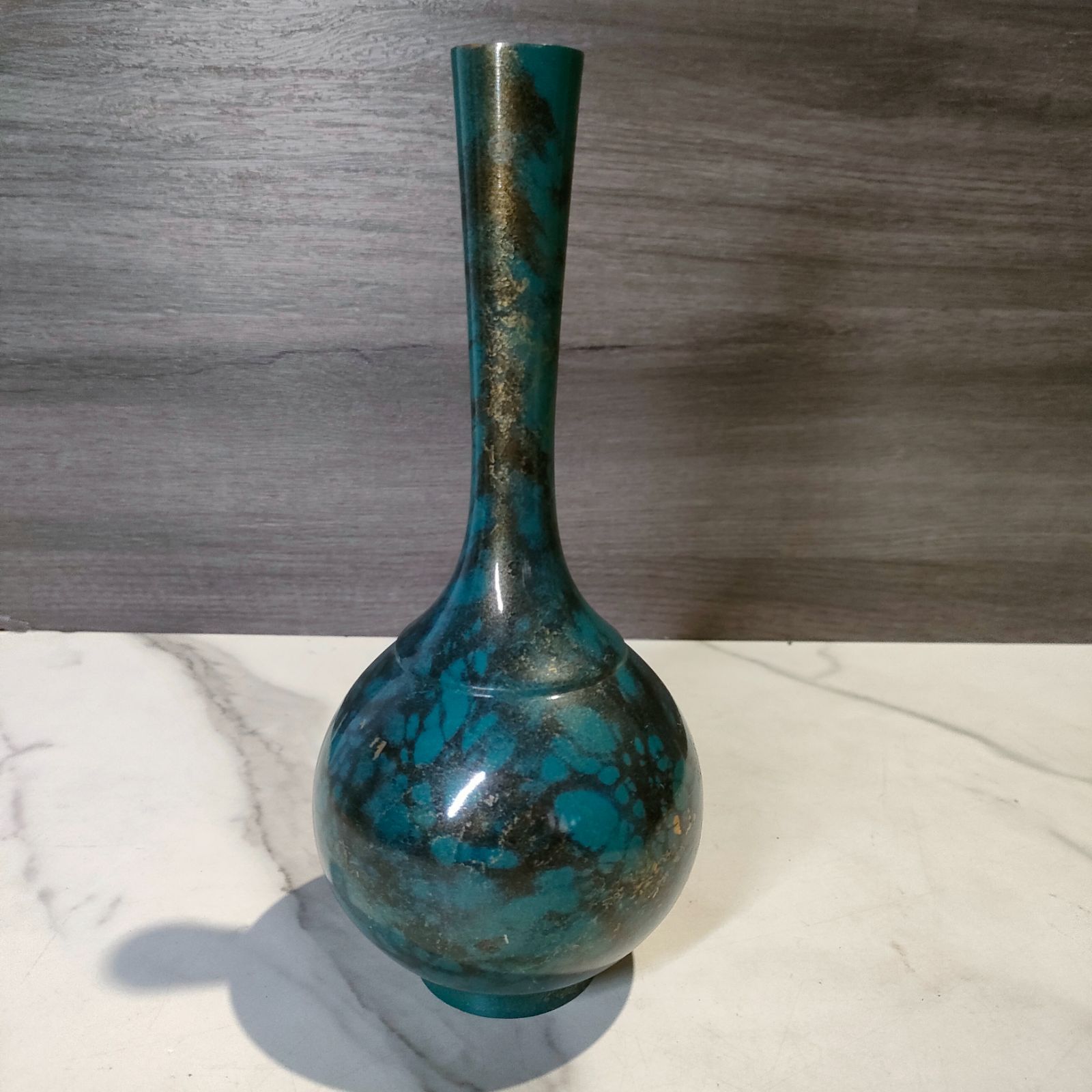 1【美品】高岡銅器 正晴造 鋳銅 一輪挿し 花瓶 置物 インテリア 