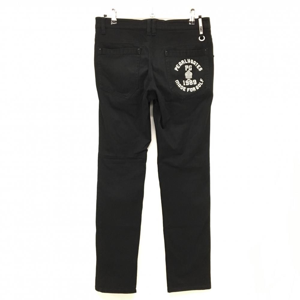 パーリーゲイツ　4/M メンズ　ロングパンツ　ブラック　刺繍ロゴ　バックロゴ パーリーゲイツ パンツ 黒 ティー装着可 王冠刺しゅう メンズ 4(M