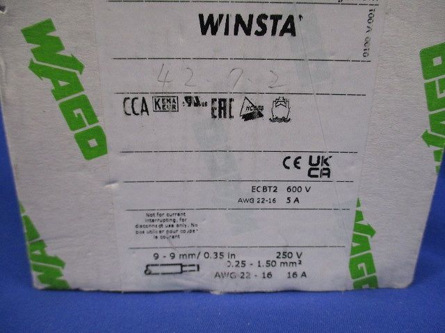  2 端子ブロック プラグ 入 890-252 電設資材 材料 資材