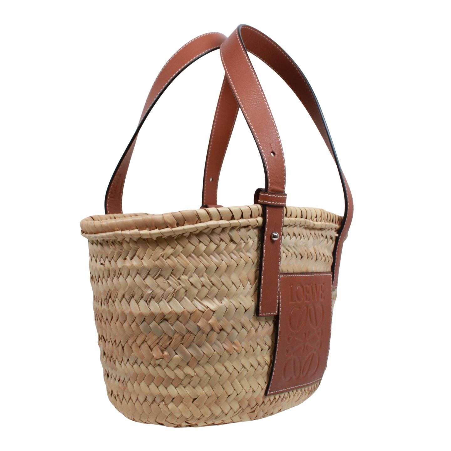 LOEWE かごバッグ スモール バスケット ストロー レザー LOEWE かごバッグ スモール バスケット ストロー レザー