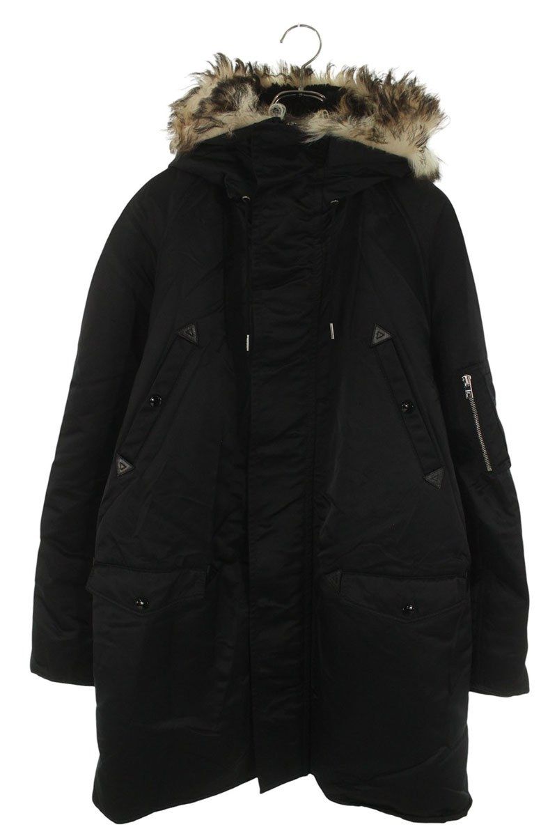 セリーヌ ファーフーデッドミリタリーモッズナイロンコート メンズ S ステンカラーコート モッズコート 