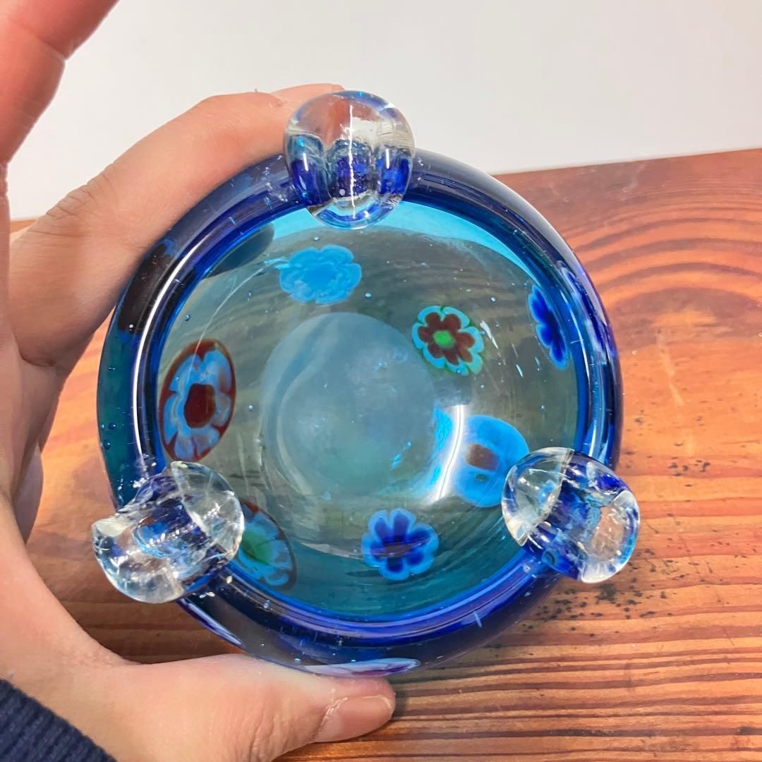 べネチアンガラス 灰皿 小皿 小物入れ オブジェ ミルフィオリ ガラス