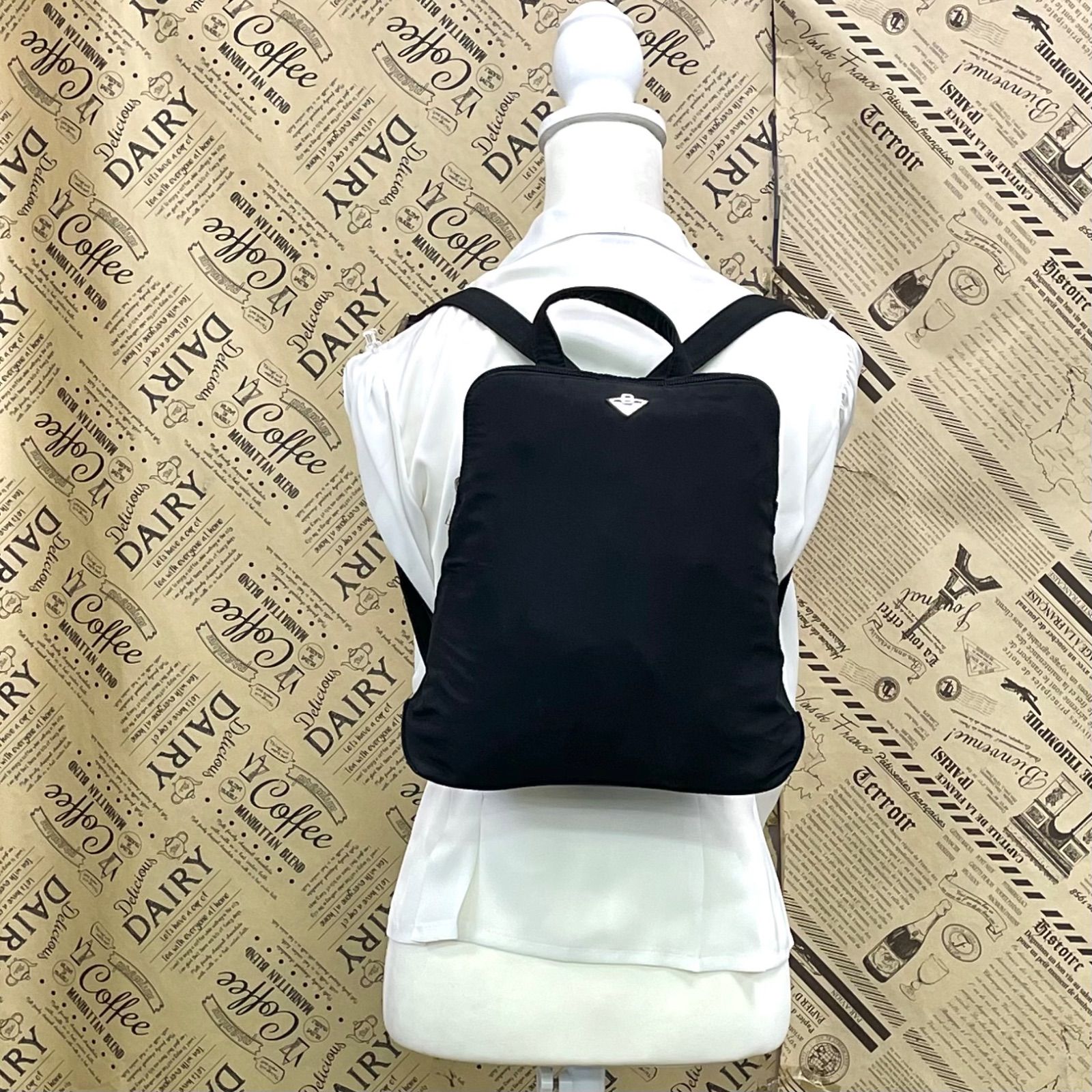 ボッテガヴェネタ リュック バックパック ナイロン 黒 旅行 FY 67