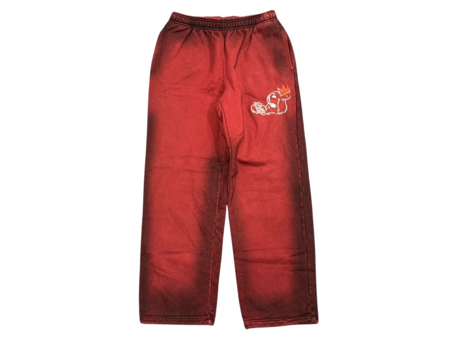 ♥ SLOW UCKS スローバックス スウェットパンツ サイズM レッド グラデーション 刺繍 4 b 009452